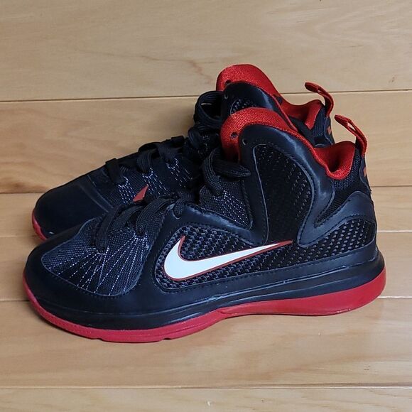 Nike Lebron 9 PS Black WhiteRed Boys Girls Youth Basketball Shoe 472665-001 - Picture 6 of 13